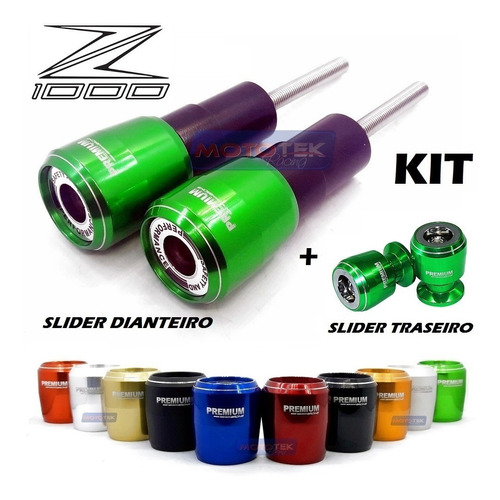 Kit Slider Premium Dianteiro Traseiro Kawasaki Z1000 Z 1000