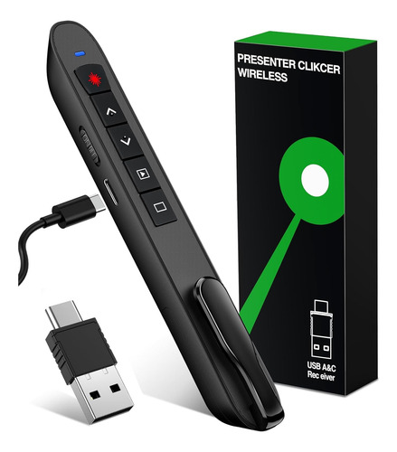 Presentador Inalámbrico Usb Láser Verde Para Presentaciones