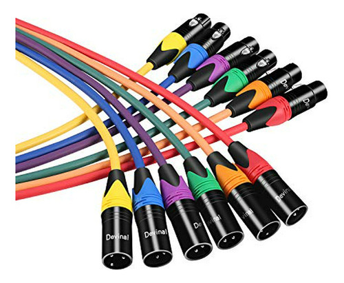 Cable Devinal Xlr, 6 Pies, Macho A Hembra 6 Colores