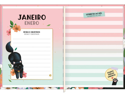 Agenda Mini Costurada Purrfect Cats Tilibra Gatinhos 2025 Capa B