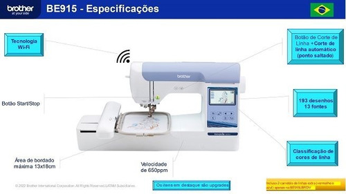 Máquina De Bordado Autovolt Be915lbrdv Brother Wi-fi