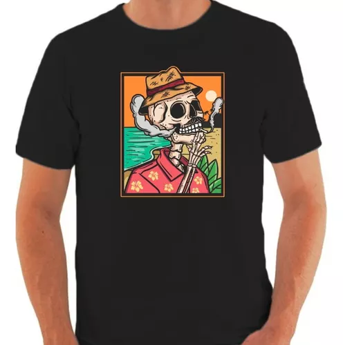 Camiseta Caveira Fumando - Vermelha