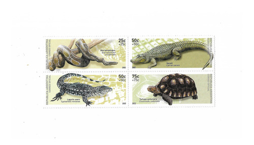 Fauna - Reptiles. Filatelia Argentina - 4 Valores Impresos Se-tenant - Serie Completa Mint 2500/03 - Argentina 2002 -