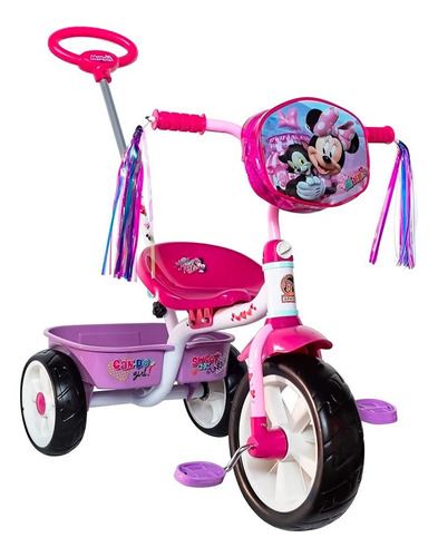 Triciclo Apache Minnie Cajuela Barra Empuje + Casco