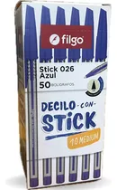 Comprar 50 Bolígrafos Filgo Stick 026 Stick Birome Lapicera Caja 50