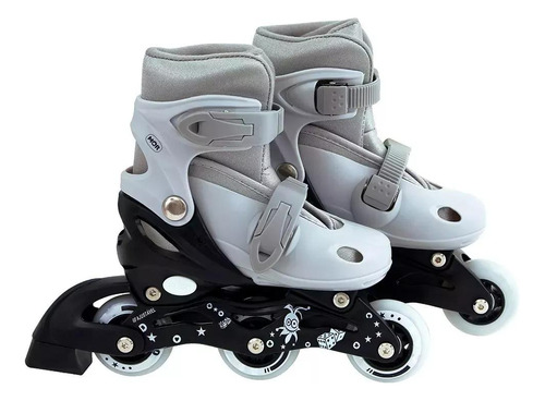 Patins Roller Row Infantil Cinza Regulável Do 35 A 38 - Mor