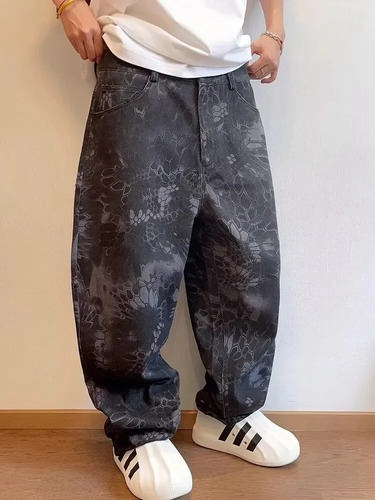 Jeans Casuales Con Estampado De Camuflaje Y Pierna Recta Par