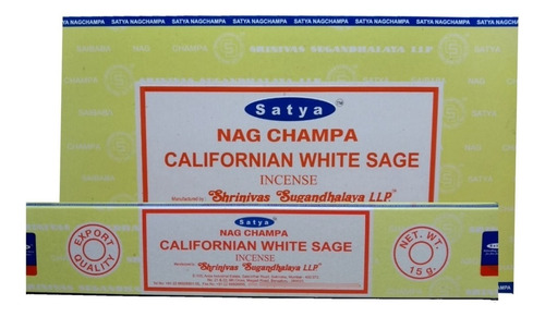 Incenso Satya Californian White Sage - Sálvia B- Cx.12un.15g Fragrância Californian White Sage - Sálvia Branca