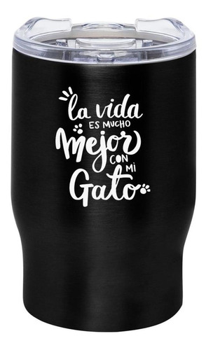 Mug Bold Black 350ml - La Vida Es Mejor Con Mi Gato