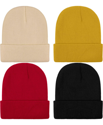 Toddor Paquete 4 Gorros Invierno Niños Gorros Punto Acrílico