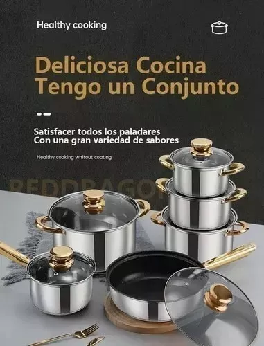 Bateria De Cocina 12 Pz Pao Induccion Acero Inox González