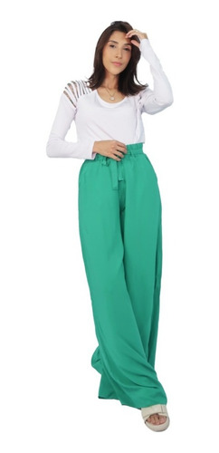 Imagem 6 de 9 de Calça Pantalona Feminina Cintura Alta Roupa Linda Instagram