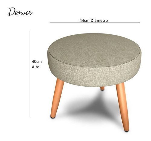 Imagen 4 de 7 de Banco Apoyapiés Puff Con Patas Madera Asiento Tapizado