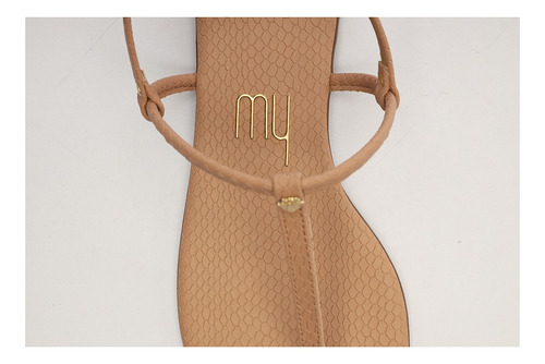Imagem 4 de 4 de Sandália Feminina Rasteira Flat Quadriculado Nude - My Shoes
