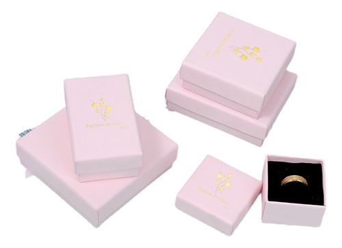 Imagen 2 de 10 de Set 24 Caja Rosada Con Diseño Regalo, Exhibidor Joyas 9x9cm.
