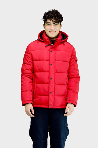 Chamarra Calvin Klein L Rojo Con Capucha Desmontable