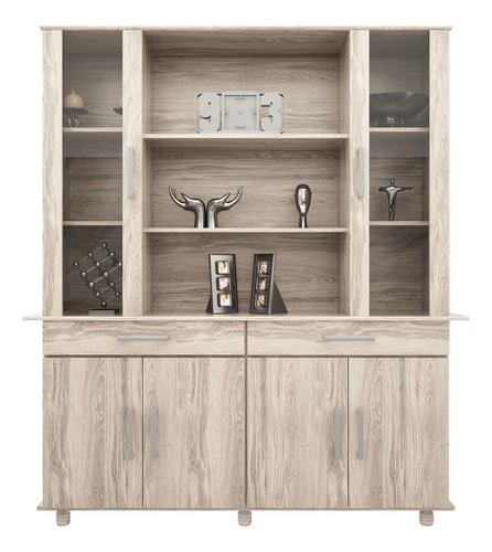 Modular Comoda Vajillero Orlandi 1,60 6 Puertas 2 Cajones Color Abedul