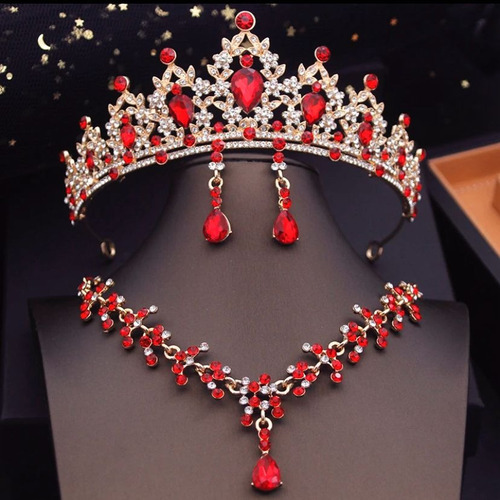 Set De Tiara Corona Collar Y Aretes Para Boda Xv Años Fiesta