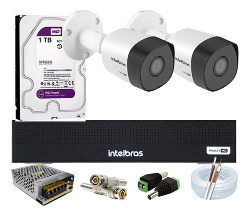 Kit Intelbras 2 Vhd 3130b G7 Dvr 4 Canais Mhdx 1004c C/1tb