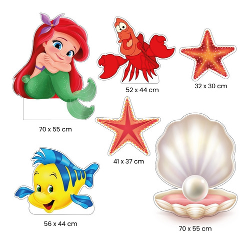 Kit La Sirenita Bebé 6 Pzas Figuras Coroplast + Lona 2x2m