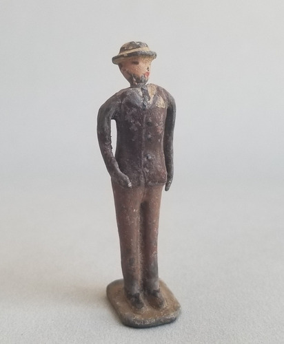 Figura Hombre En Plomo, Cabeza Desmontable. Antiguo. 10862