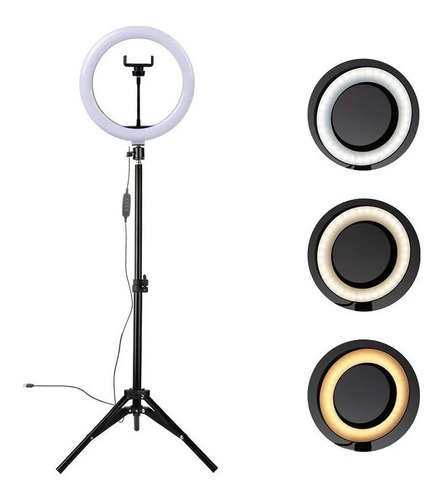 Ring Light Led Completo Iluminador Portátil 26cm Tripé