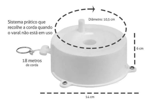 Imagem 3 de 6 de Varal De Parede Esticar Stick Branco Com Corda D/18m Secalux