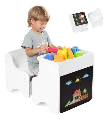 Juego De Mesa De Destete Y Silla Montessori 2 En 1 Con Pizar