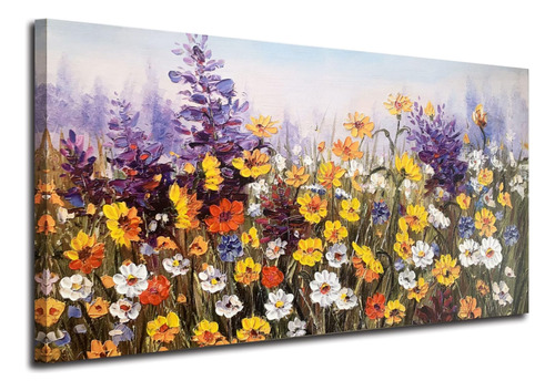 Ardemy Flowers Wall Art Canvas Daisy Colorful 3d Textured Pi