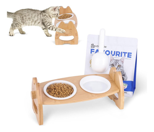 Cuencos Elevados De Ceramica Antideslizantes Para Gatos Cuen