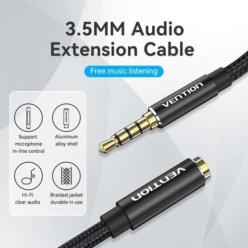 Cabo Extensor P2 P3 Polos Áudio 10 Metros Vention Bhcbl