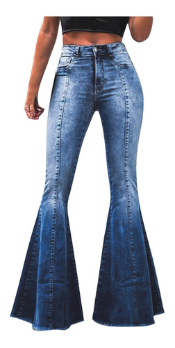 A Mujer Pantalones Color Sólido Cintura Alta Jeans Flares To