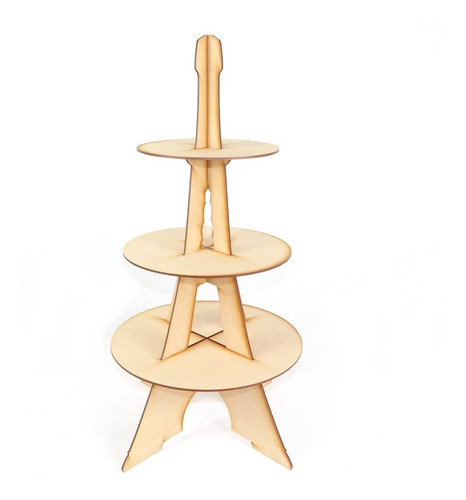 Imagen 2 de 6 de Base Cupcakes 3 Pisos Torre Eiffel Redonda Mdf Centro Mesa