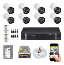 Comprar Kit 8 Câmeras Intelbras 1120b G4 Dvr Intelbras KIT CFTV MHDX 1008-C + 1120B + HD500GB Cor Branco