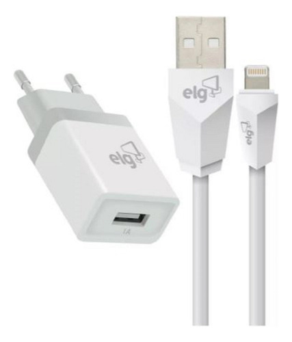 Carregador Para iPhone Com Cabo Certificado ELG Cor Branco