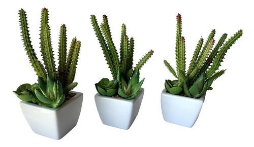 Plantas Artificiais Em Vaso De Cerâmica Cactos E Suculentas