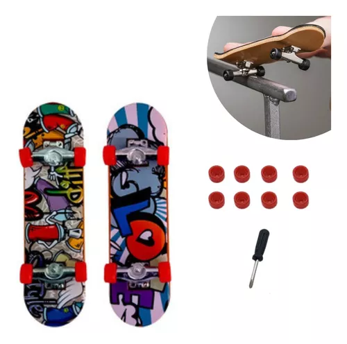 Kit 2 Mini Skate De Dedo Infantil Com Acessório Criança