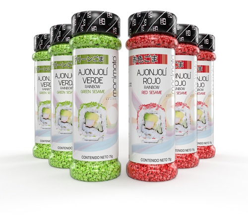 Paq. Navidad Ajonjolí Verde Y Rojo 6pz De 75g C/u Morimoto 