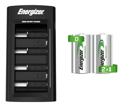 Cargador Universal Energizer + 2 Pilas Recargables Tamaño D