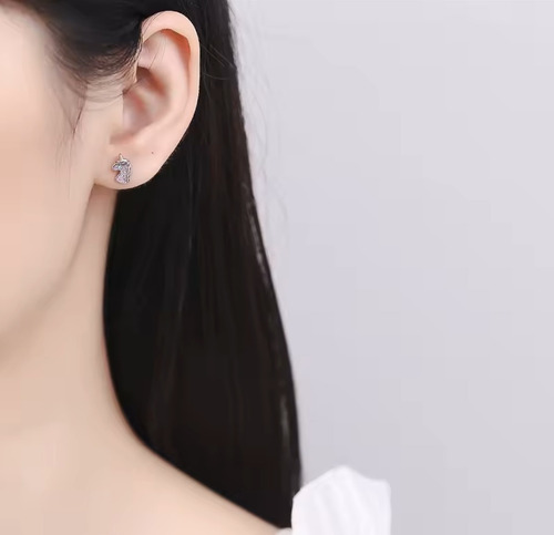Aretes Broquel Unicornio Mágico Niña Plata925 Oro Rosa Rodio