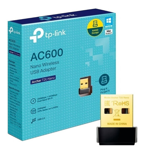 Adaptador Usb Wifi Dual Band Ac600 Tp-link Archer T2u Nano