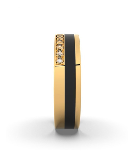 Imagen 3 de 3 de Argollas Matrimonio En Oro18k Con Piedra Ónix Y Circón.