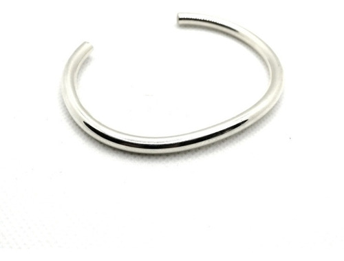 Pulsera Brazalete Liso Redondo Ajustable Para Hombre Plata