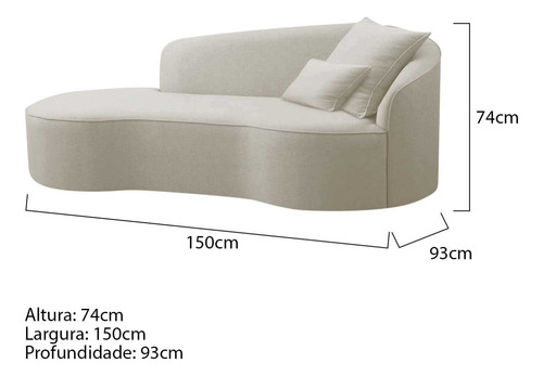 Divã Recamier Curvo Sala Recepção Inglaterra 150 L.e Linho