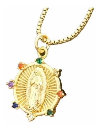 Collar Cadena Con Diseño De Virgen Y Circones 45-50 Cms 