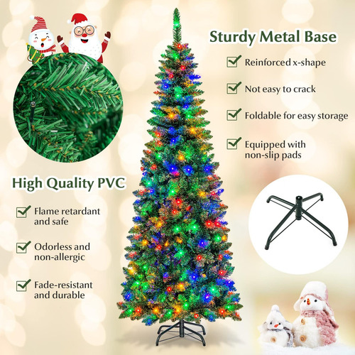 Árbol De Navidad Artificial Preiluminado 1.98 M 250 Luces Le