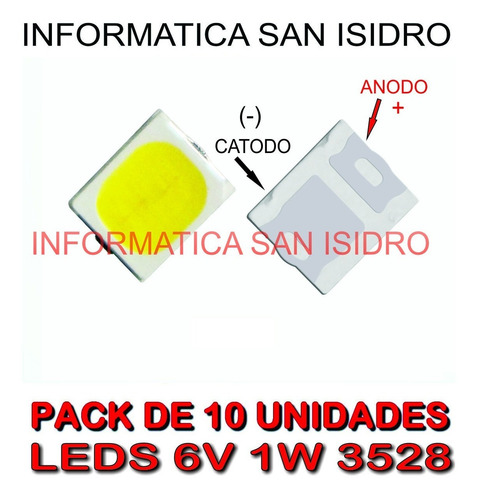 Pack 10 Led 6v 1w 3528 Para Tiras De Backlight Leds Tv