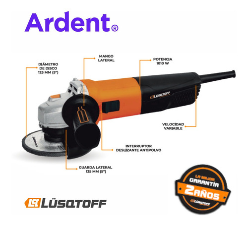 Imagen 4 de 6 de Amoladora Angular Lüsqtoff Aml1010-8 + Guantes Segod Regalo