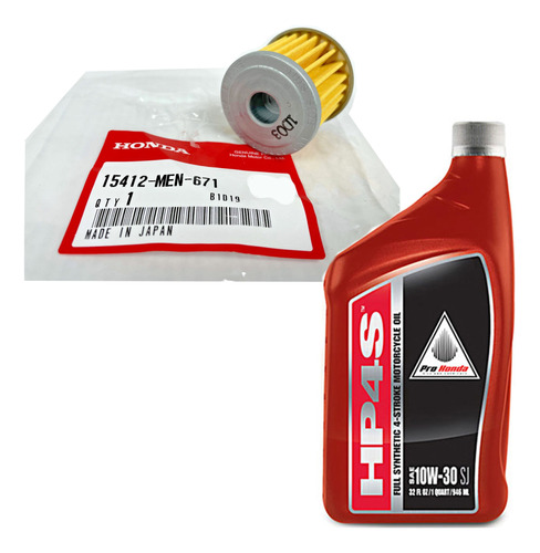 Aceite Honda 4t Hp4s 10w30 + Filtro Aceite Crf 250/450 Cut