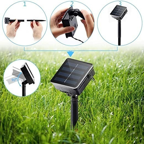 Imagen 8 de 10 de Luces De Navidad Guirnalda Solar Deco 100 Led Panel 10 Mts
